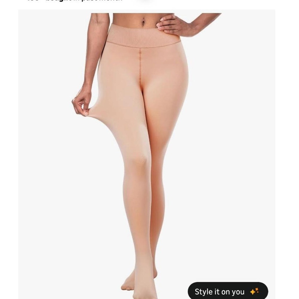 Women's Fleece Lined Tights - Fake Sheer Warm Pantyhose Thick Winter Leggings